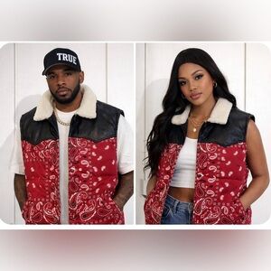 Levi's Men's Out West Mixed Media Puffer Vest Size S/Women M New NWT MSRP $250